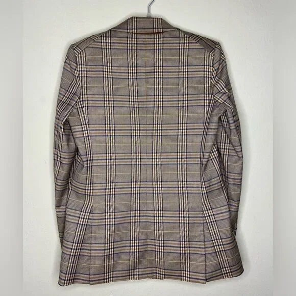 Veronica Beard Maci Plaid Dickey Blazer Tan Jacket Size 8 - Picture 9 of 14